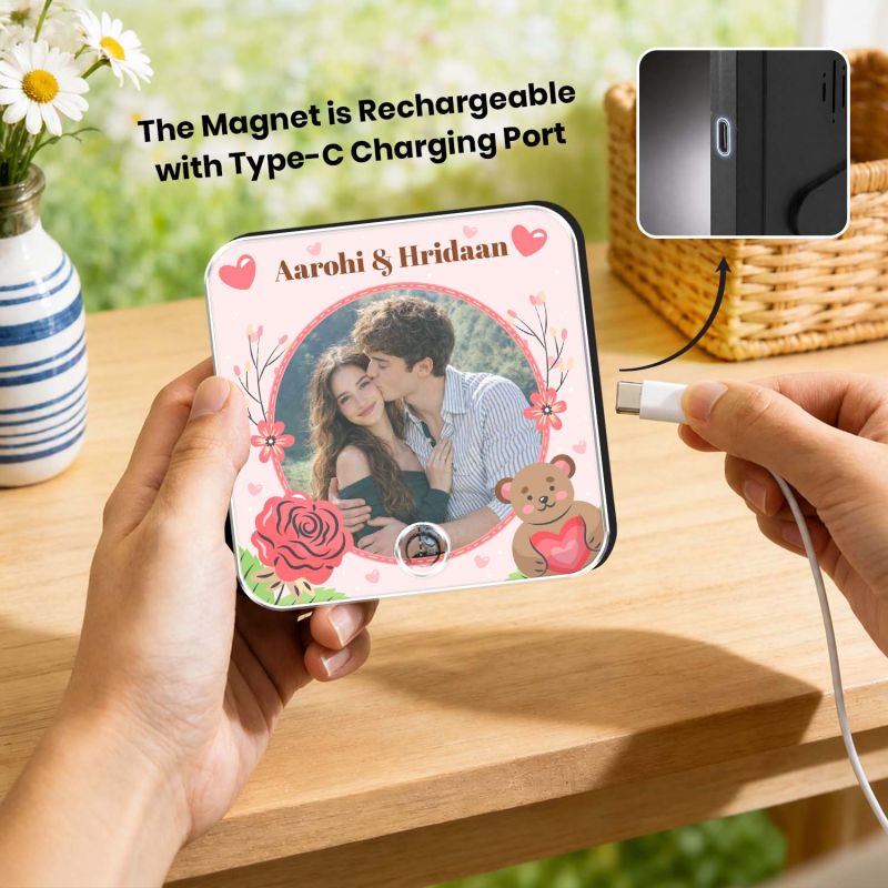Personalized Musical Fridge Magnet with Custom Photo & Favorite Song Rechargeable Music Player Refrigerator Magnet Gift for Couples, Anniversary, Wedding, Valentine's Day, Birthday